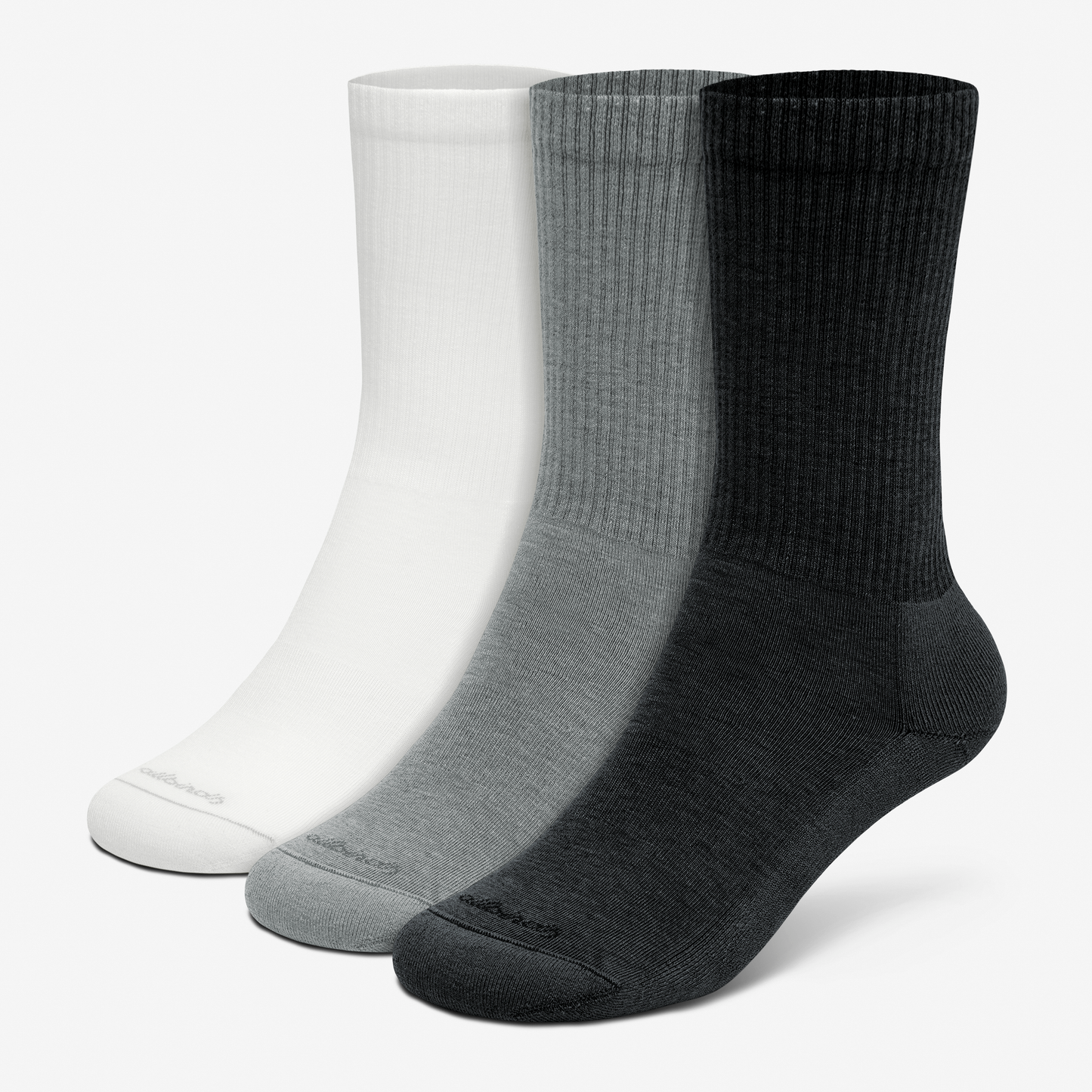 Unisex Anytime Crew Sock 3-Pack, Blizzard, Medium Grey, Natural Black